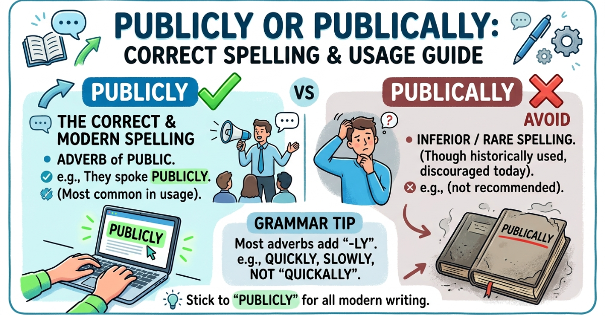 Publicly or Publically: Correct Spelling & Usage Guide