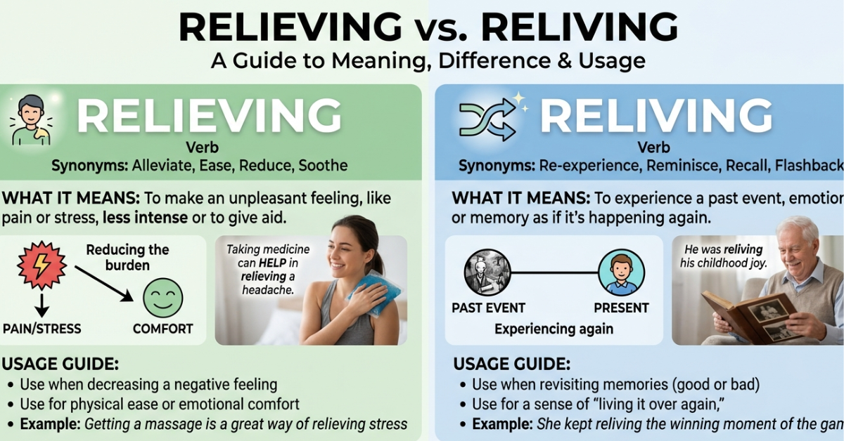 Relieving or Reliving: Meaning, Difference & Usage Guide