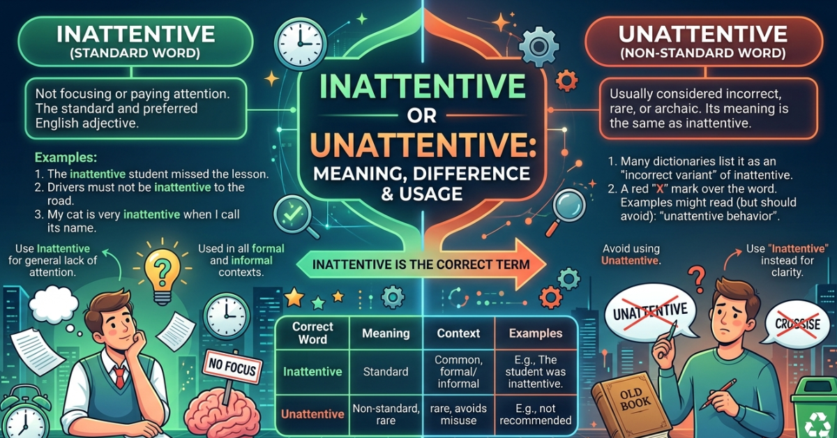 Unattentive or Inattentive: Meaning, Difference & Usage