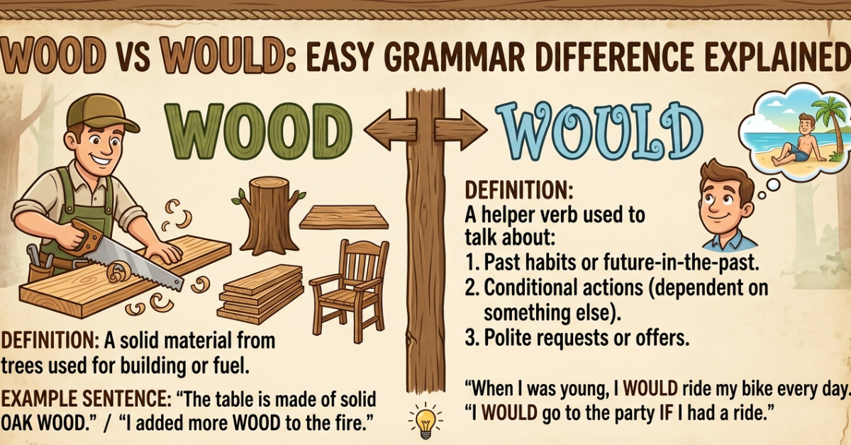Wood vs Would: Easy Grammar Difference Explained